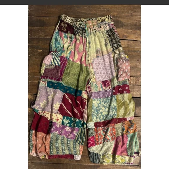 ***ONE LEFT***NEW Jaded Gypsy Sierra Sunset Colorful Layers Patchwork Pants - Picture 2 of 2